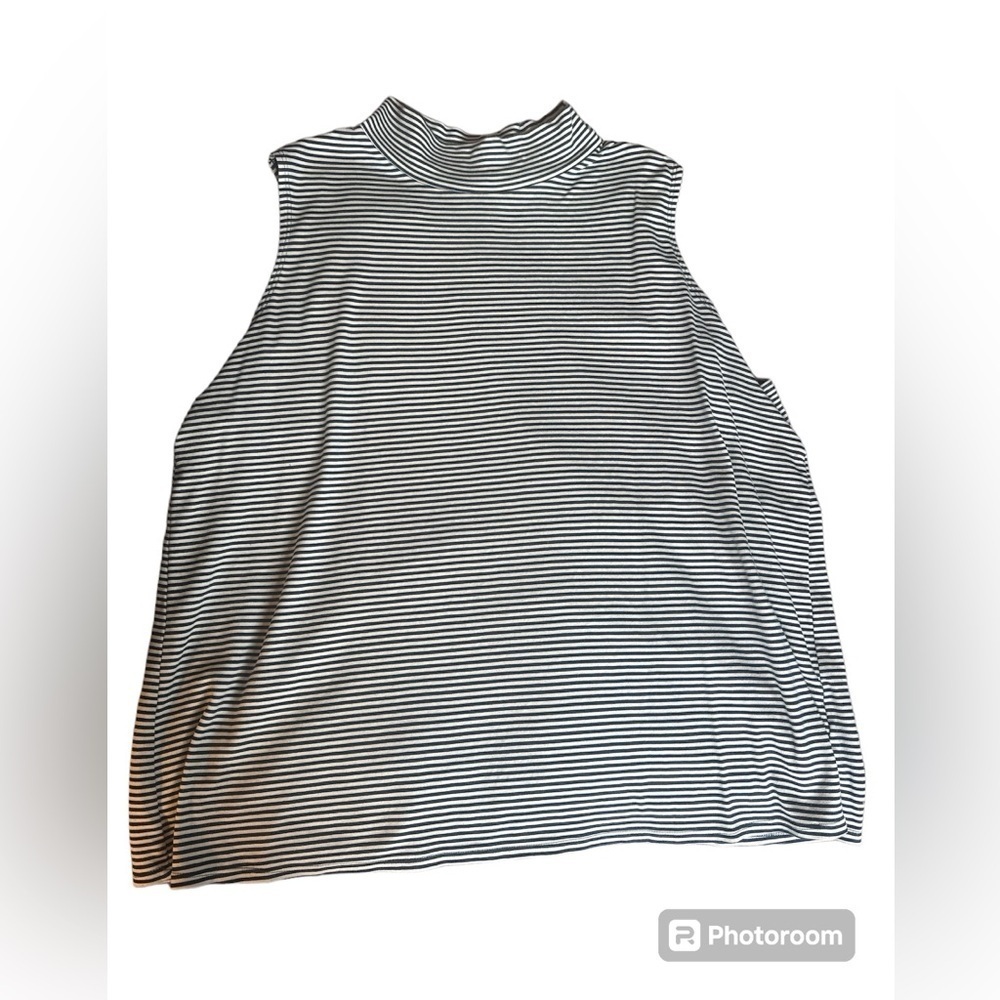 Croft & Barrow navy white stripe tank mock neck 3X